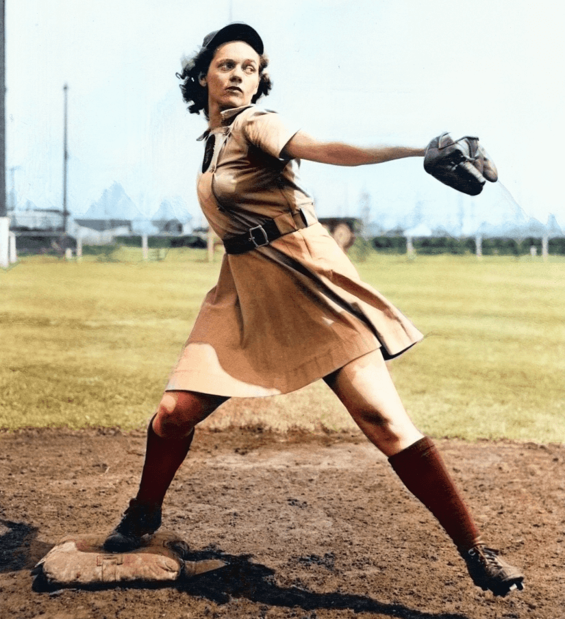 Pitcher for the Rockford Peaches